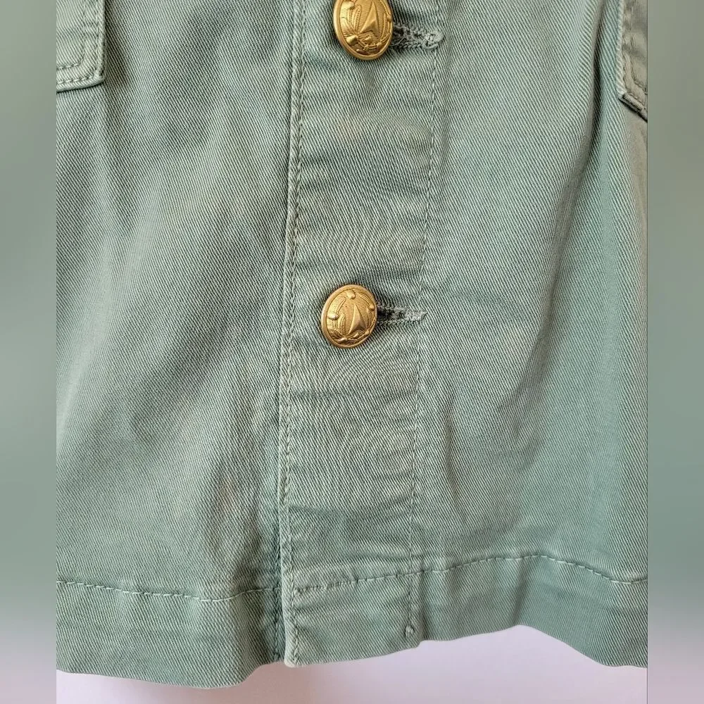 L'agence Dora Mini Skirt Green Canvas Denim Military Steampunk Boho Retro 25